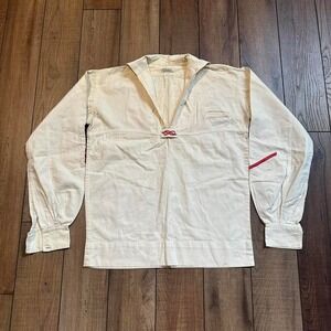 Vintage‎ World War II US Navy Military Seaman Nautical Sailor Shirt Men's S/M